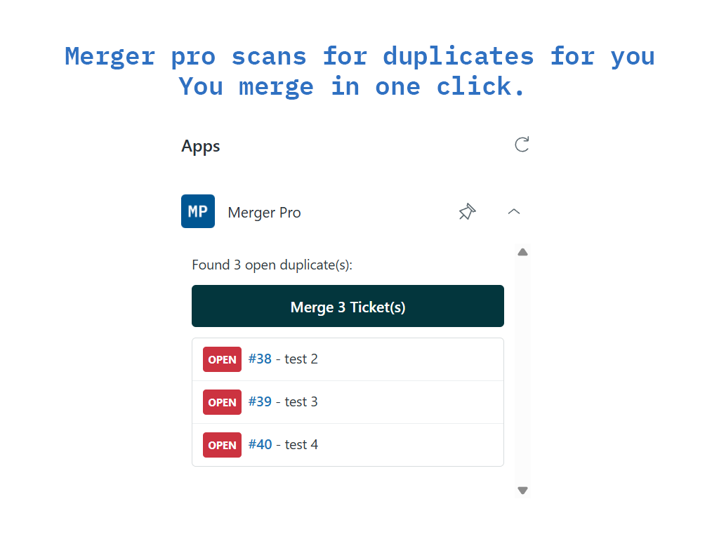Ticket Merger Pro dashboard view — IT and HR app on the Zendesk Marketplace